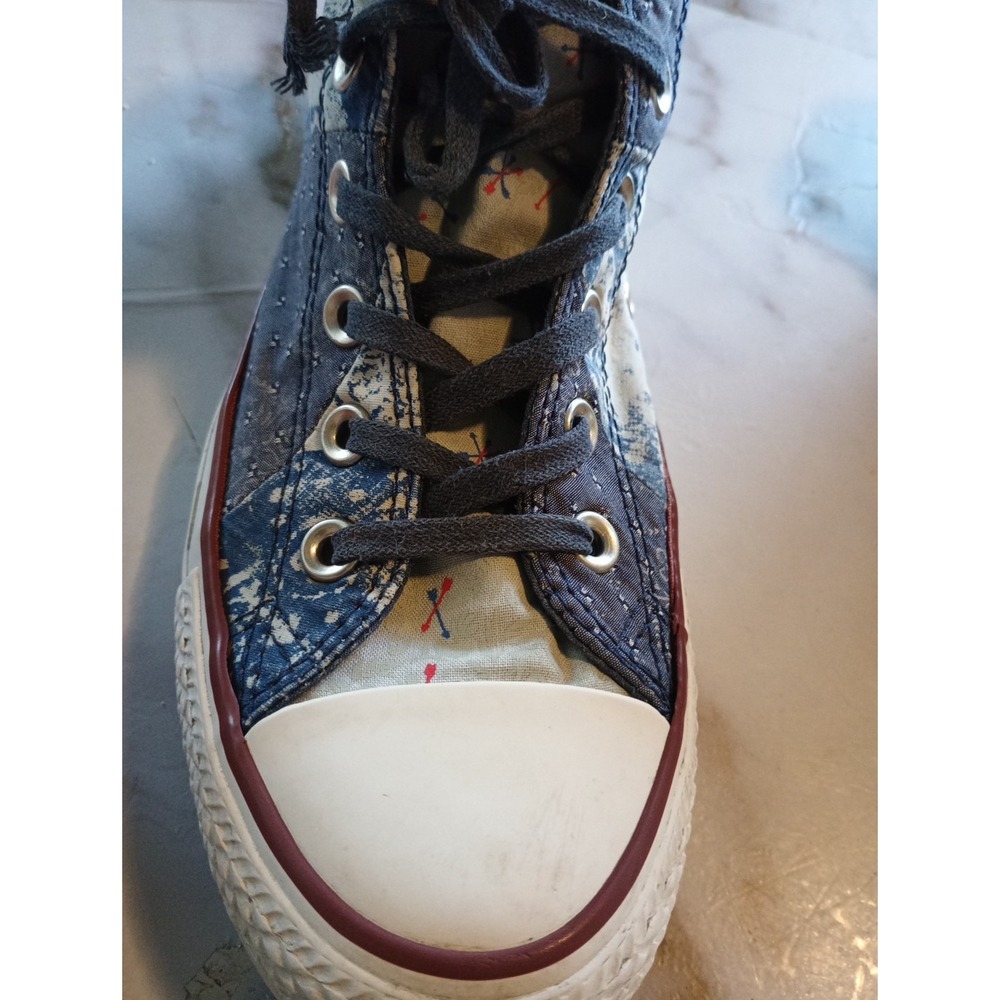 Y2K Style Disstresed Womens Convers All Star Rare Patch Work Denim Graphic Sz7.5 - Picture 7 of 16